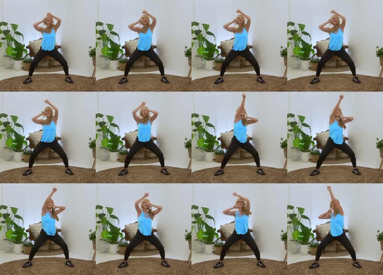 Wide-Stance Twist with Overhead Reach keyframes