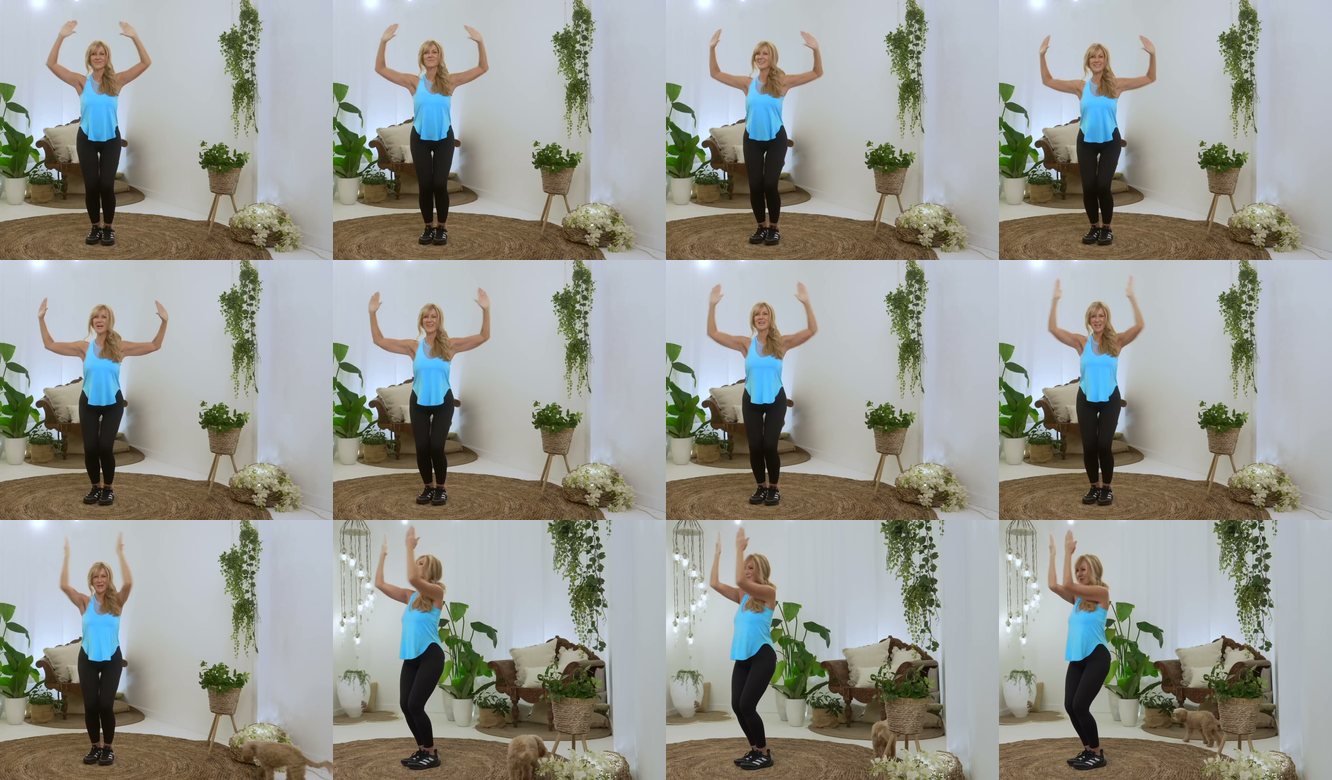 Knee Lift with Arms Overhead keyframes