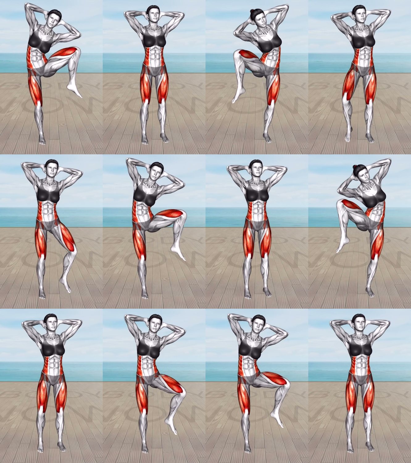 Standing Side Knee Crunch keyframes