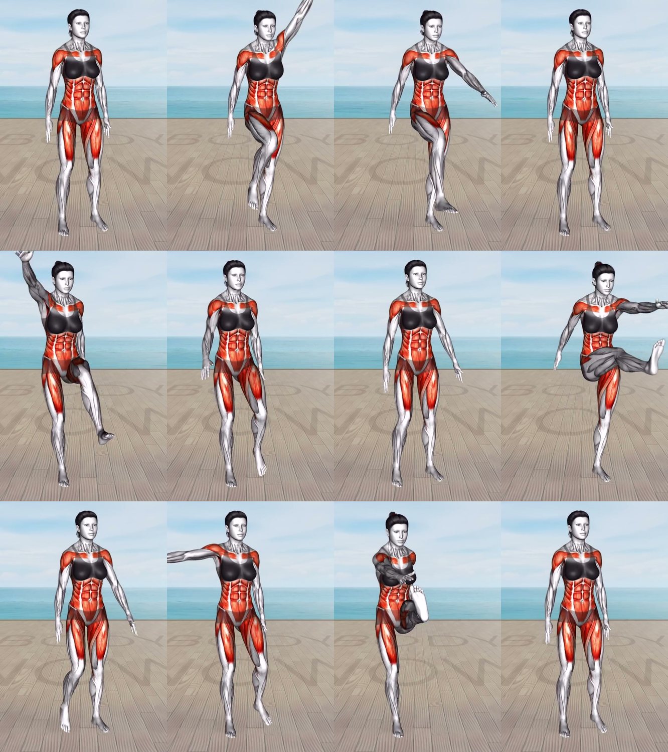 Standing Toe-Touch Kick keyframes