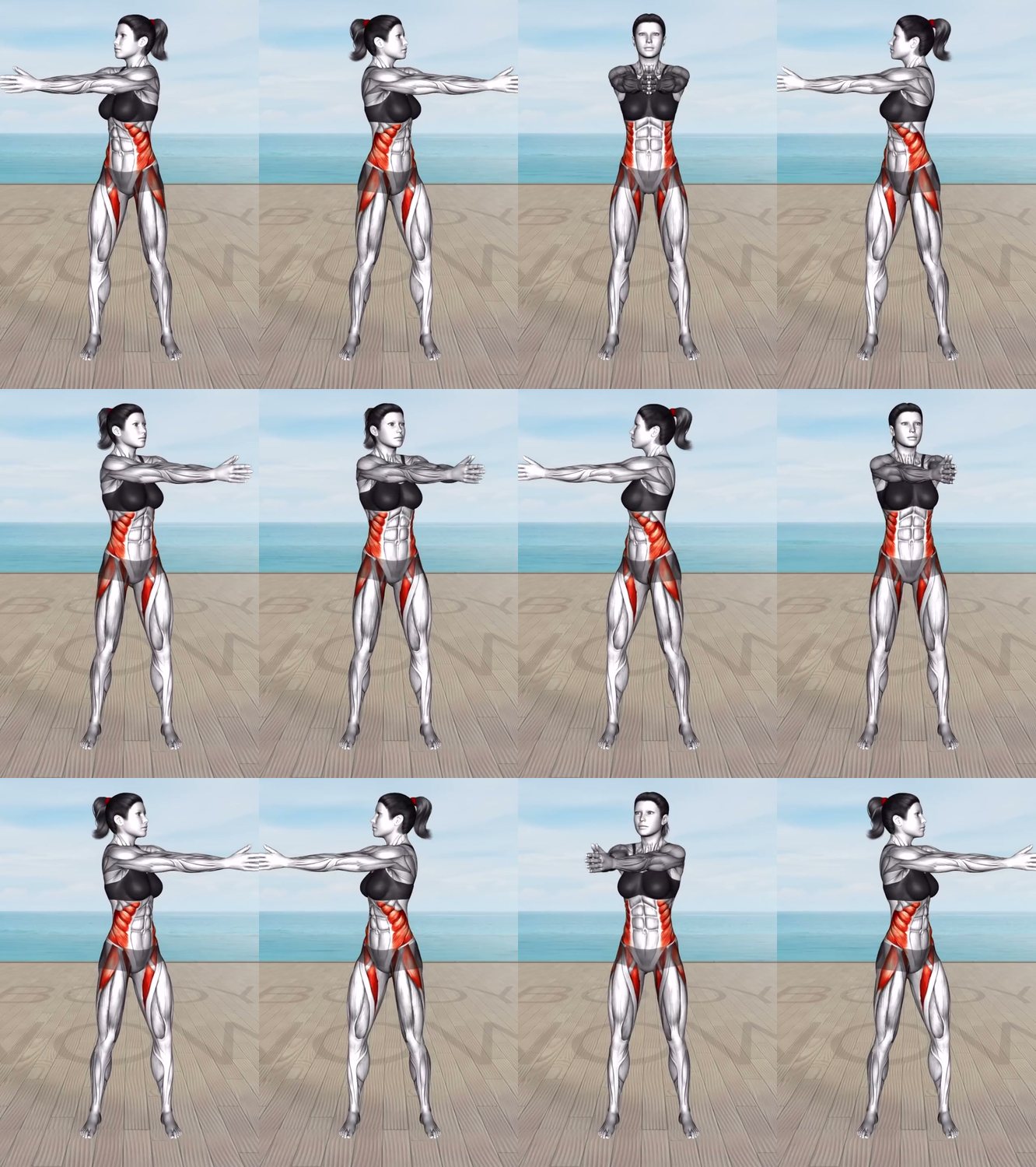 Standing Torso Twist keyframes