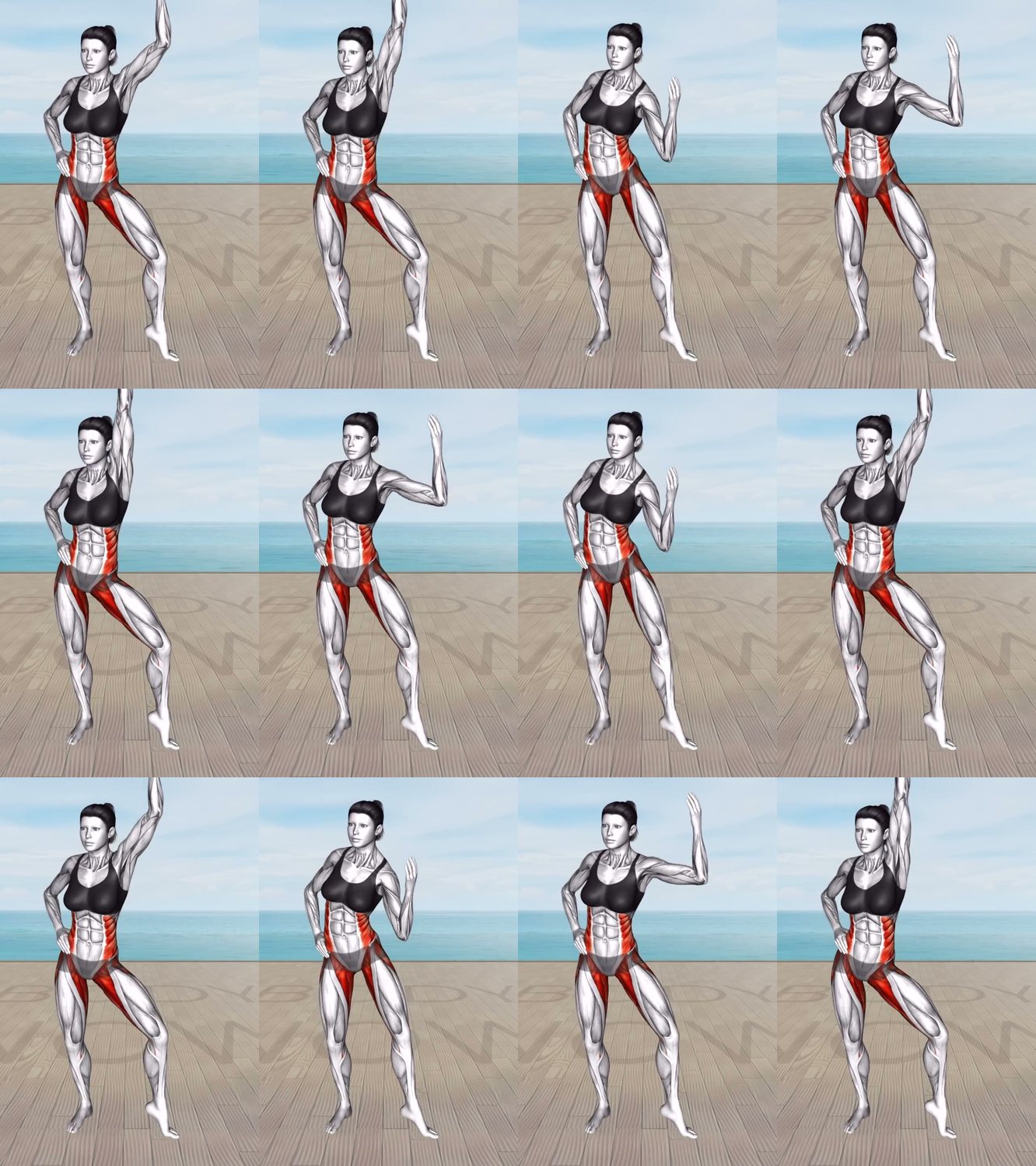 Standing Bicycle Crunch keyframes