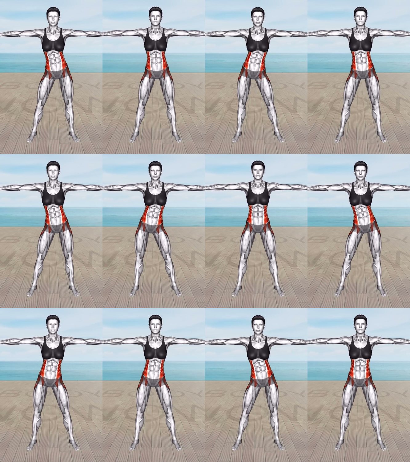 Side Leg Lift with Arms Out keyframes