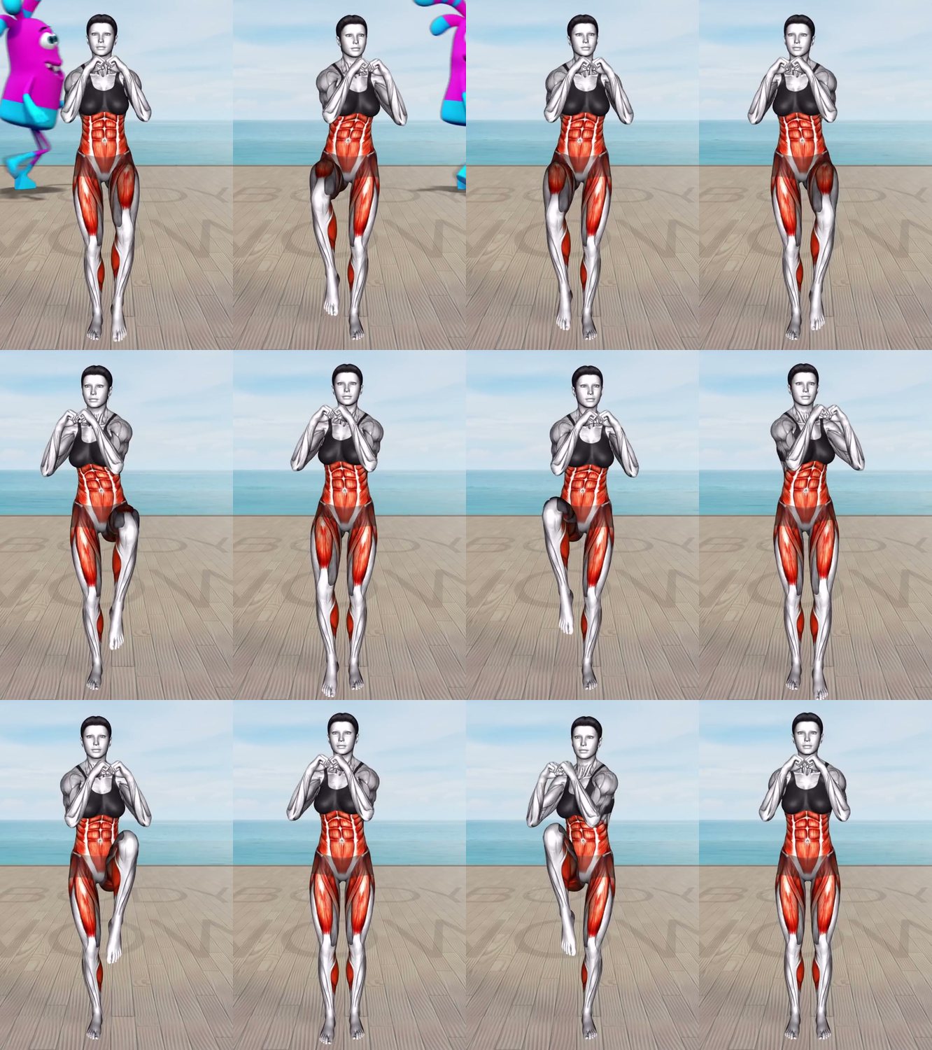 Knee Lift with Prayer Hands keyframes