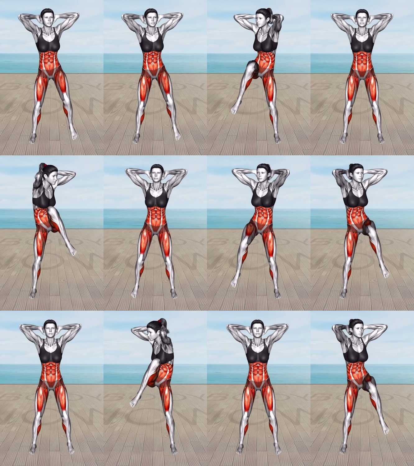 Standing Side Crunch keyframes