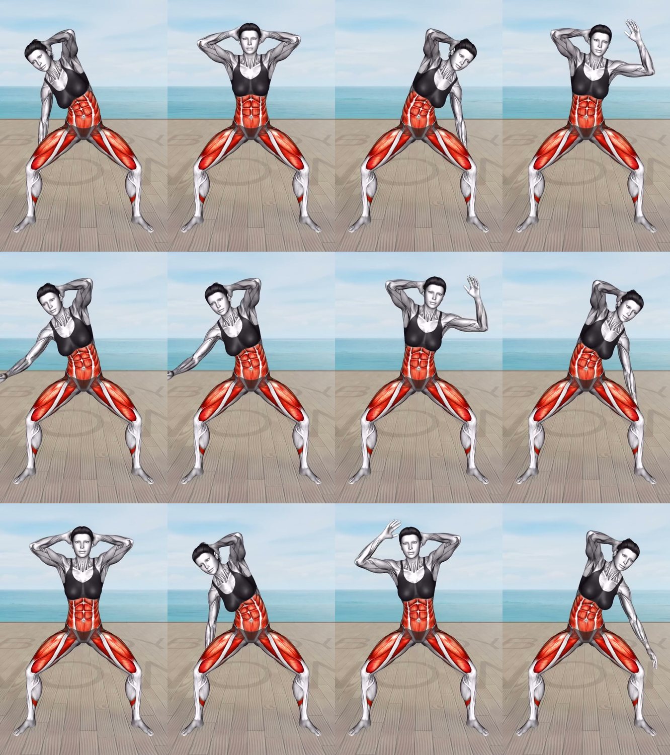 Squat with Hands Behind Head keyframes