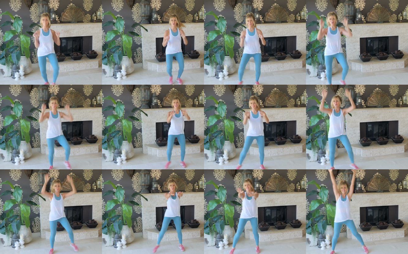 Two-Step Side with Arm Raises keyframes