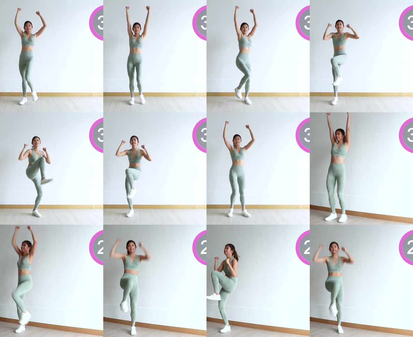 Knee Raise with Twist keyframes